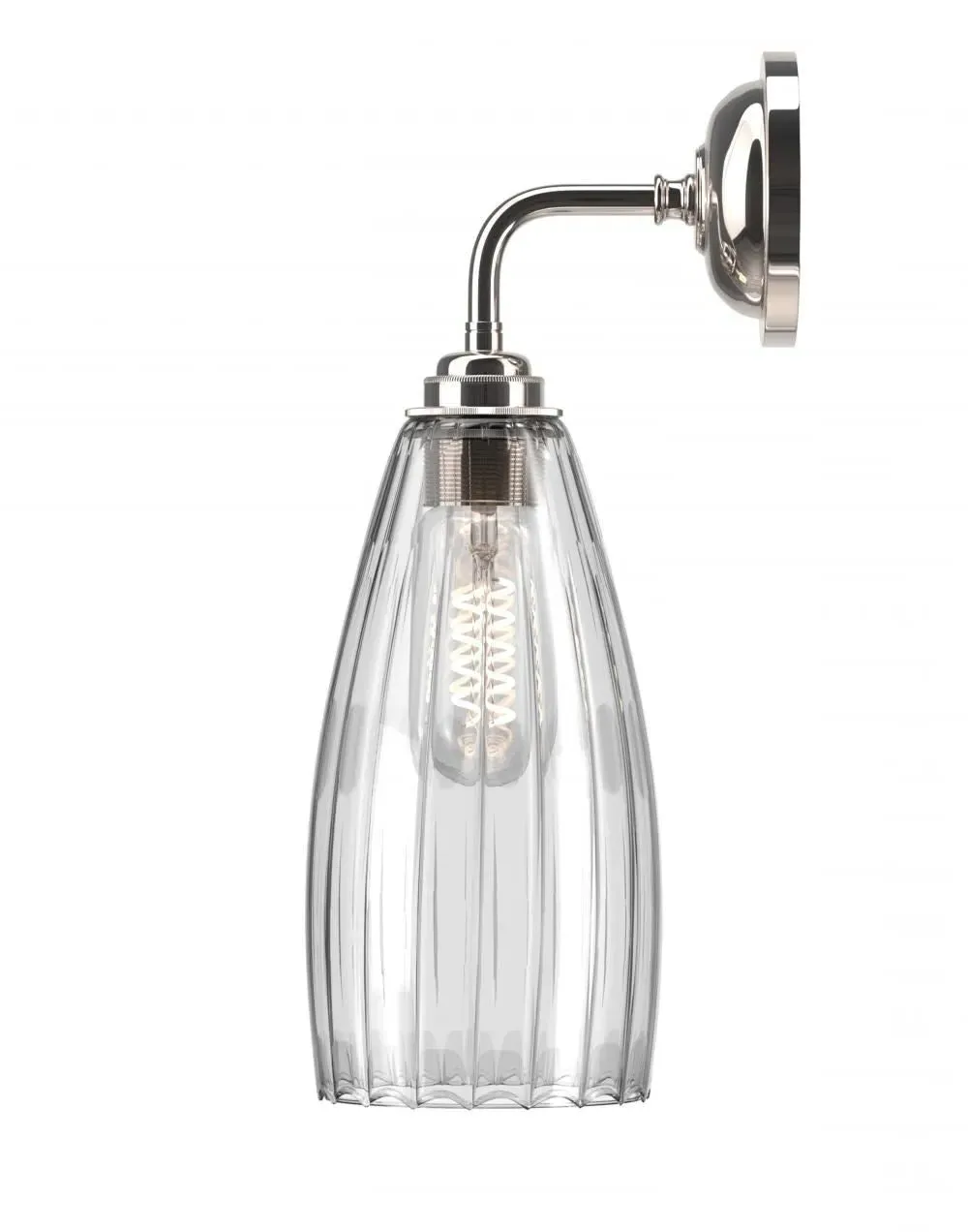 Upton Bathroom Wall Light - Polished Brass, Ribbed Glass