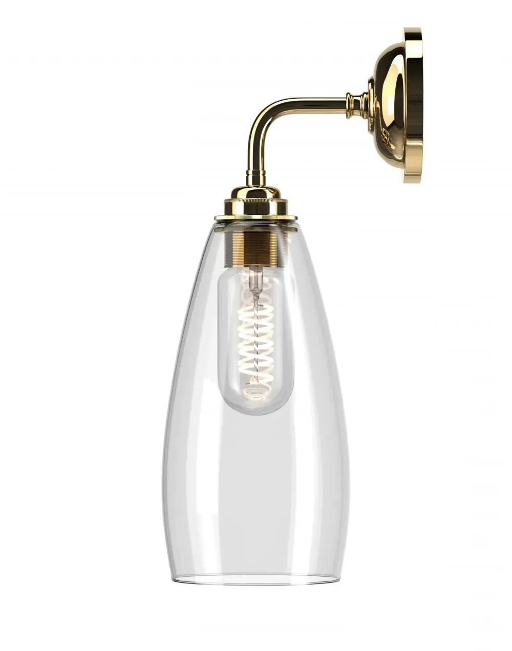 Upton Bathroom Wall Light - Polished Brass, White Glass