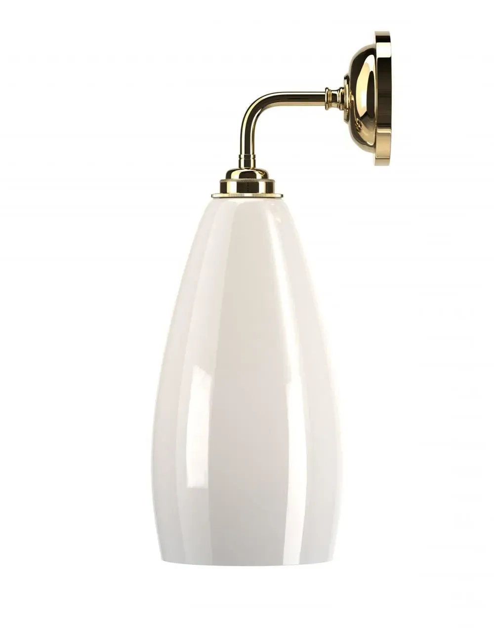 Upton Bathroom Wall Light - Polished Brass, White Glass image