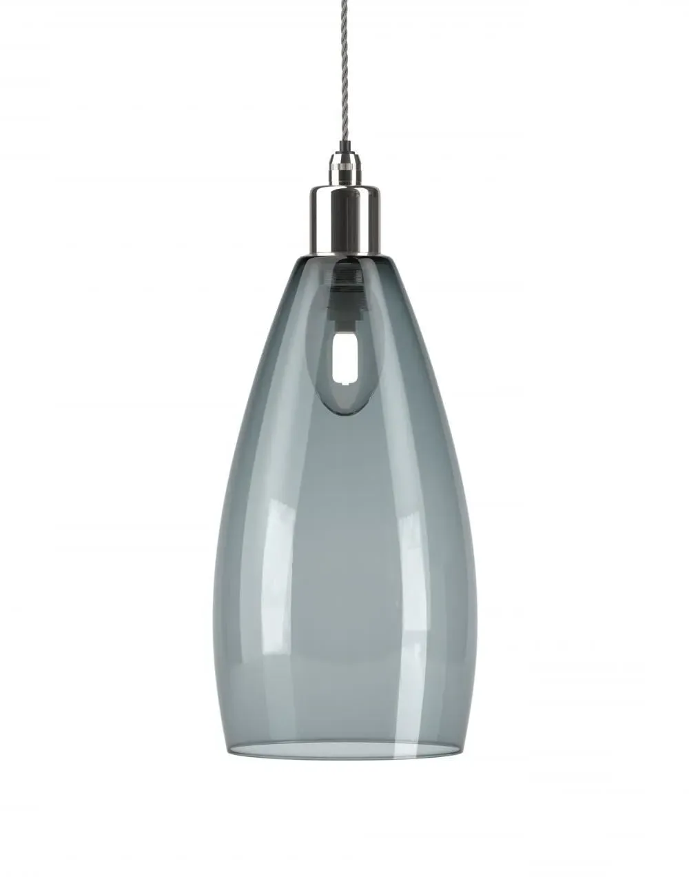 Upton Large Bathroom Pendant Light - Nickel, Smoked Glass