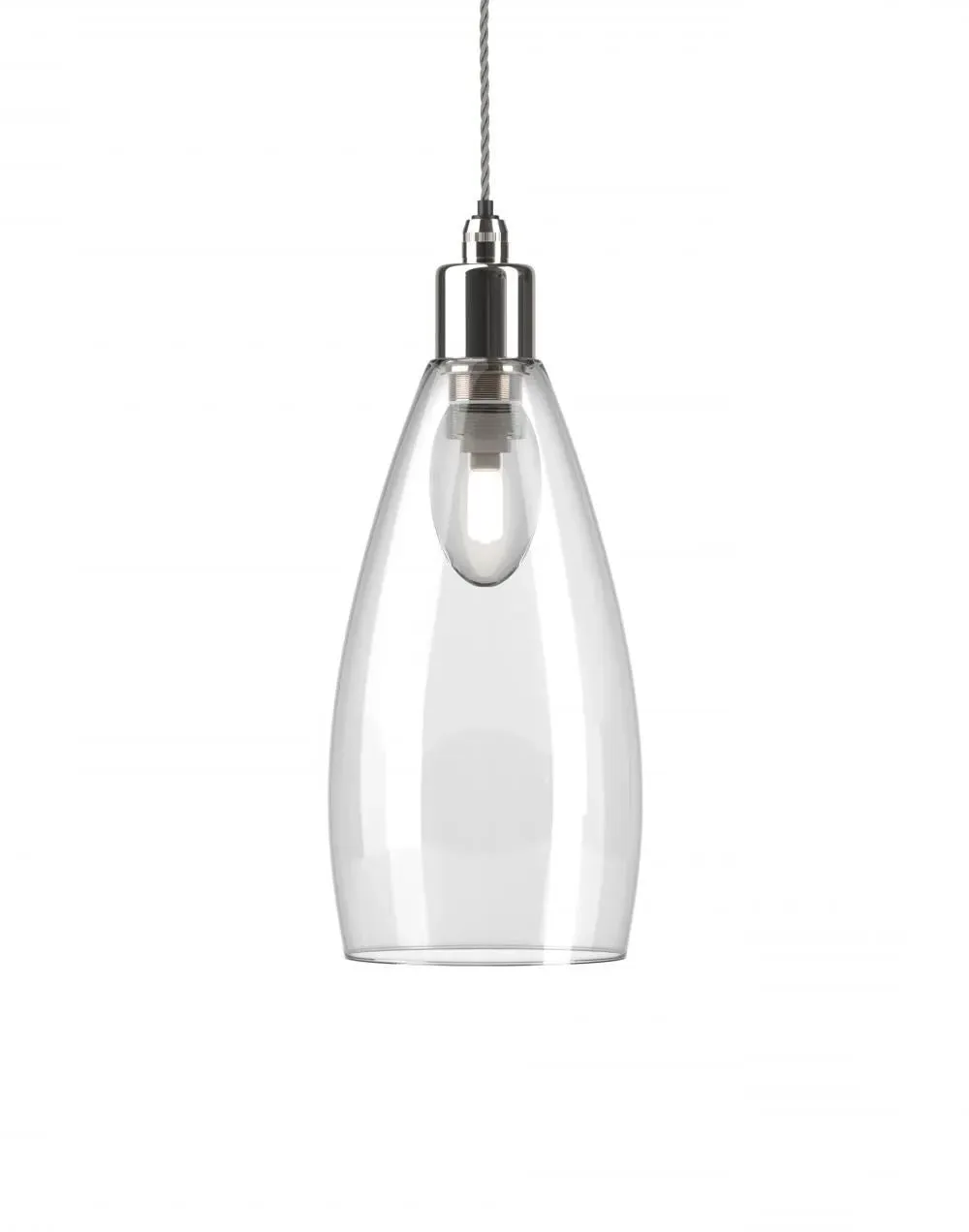 Upton Medium Bathroom Pendant Light - Nickel, Clear Glass image