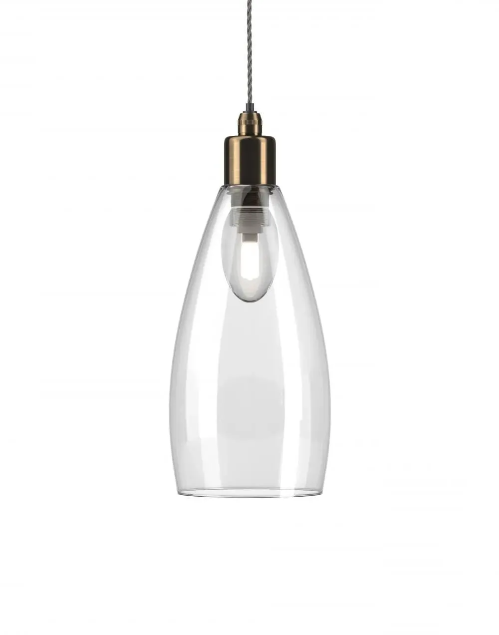 Upton Medium Bathroom Pendant Light - Nickel, Ribbed Glass