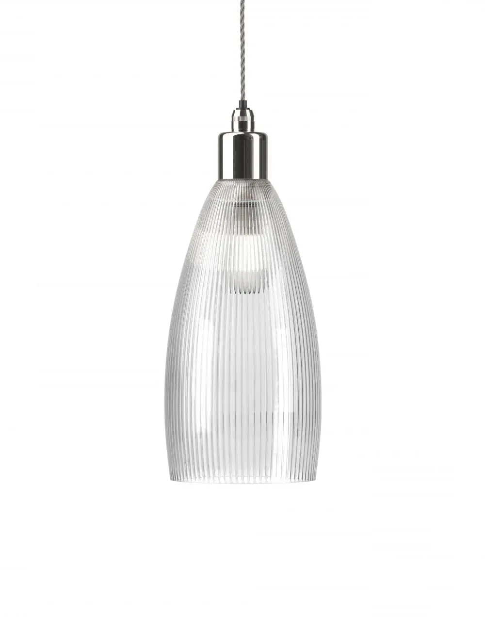 Upton Medium Bathroom Pendant Light - Nickel, Skinny Ribbed