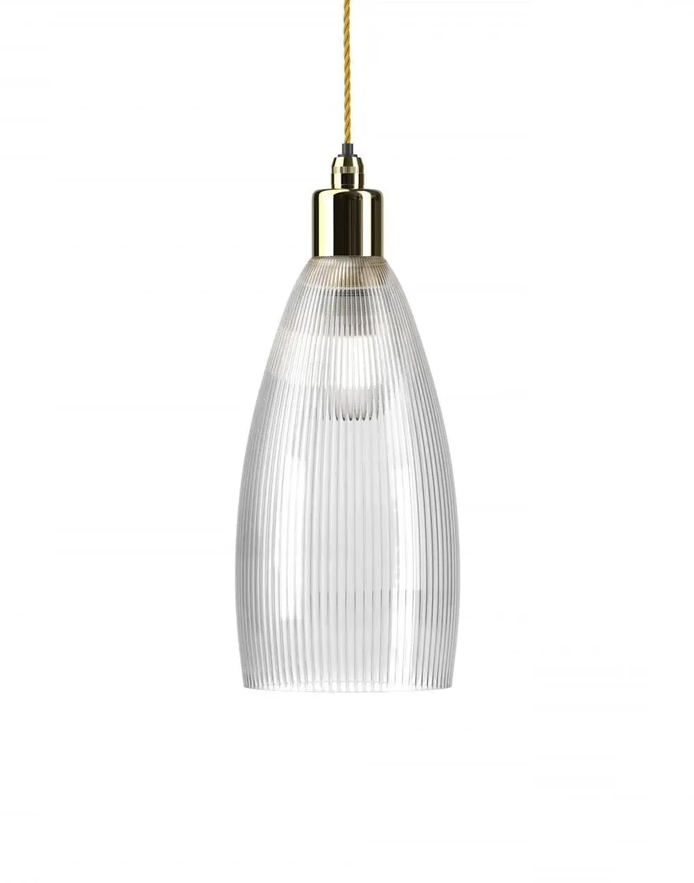 Upton Medium Bathroom Pendant Light - Polished Brass, Skinny Ribbed