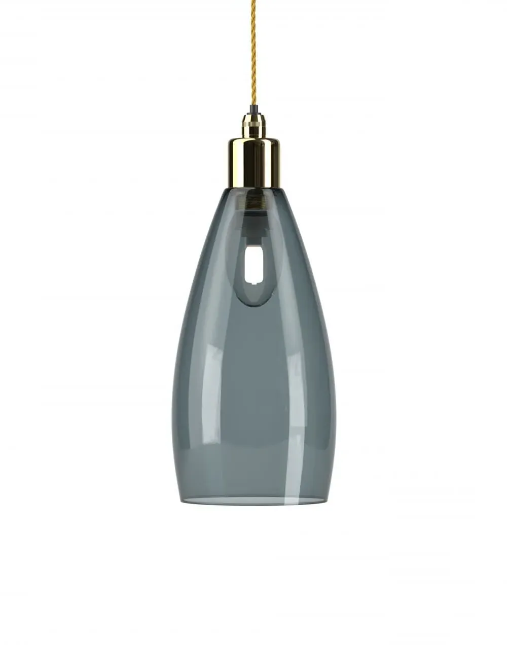 Upton Medium Bathroom Pendant Light - Polished Brass, Smoked Glass