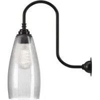 Upton Medium Swan Neck Wall Light - Bronze, Skinny Ribbed Glass