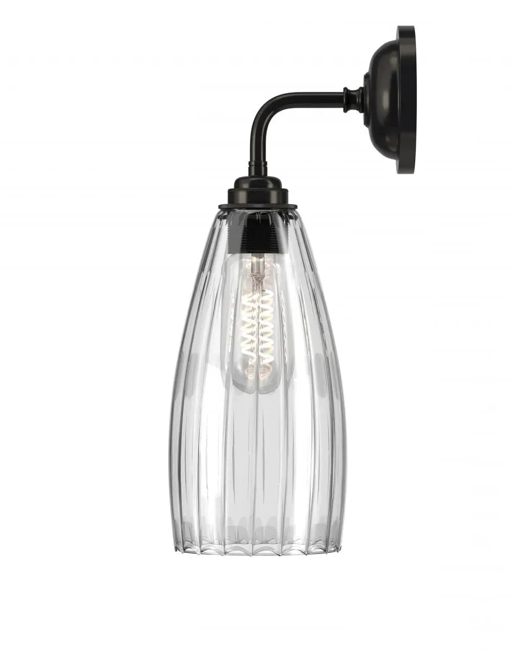 Upton Medium Wall Light - Bronze, Ribbed Glass