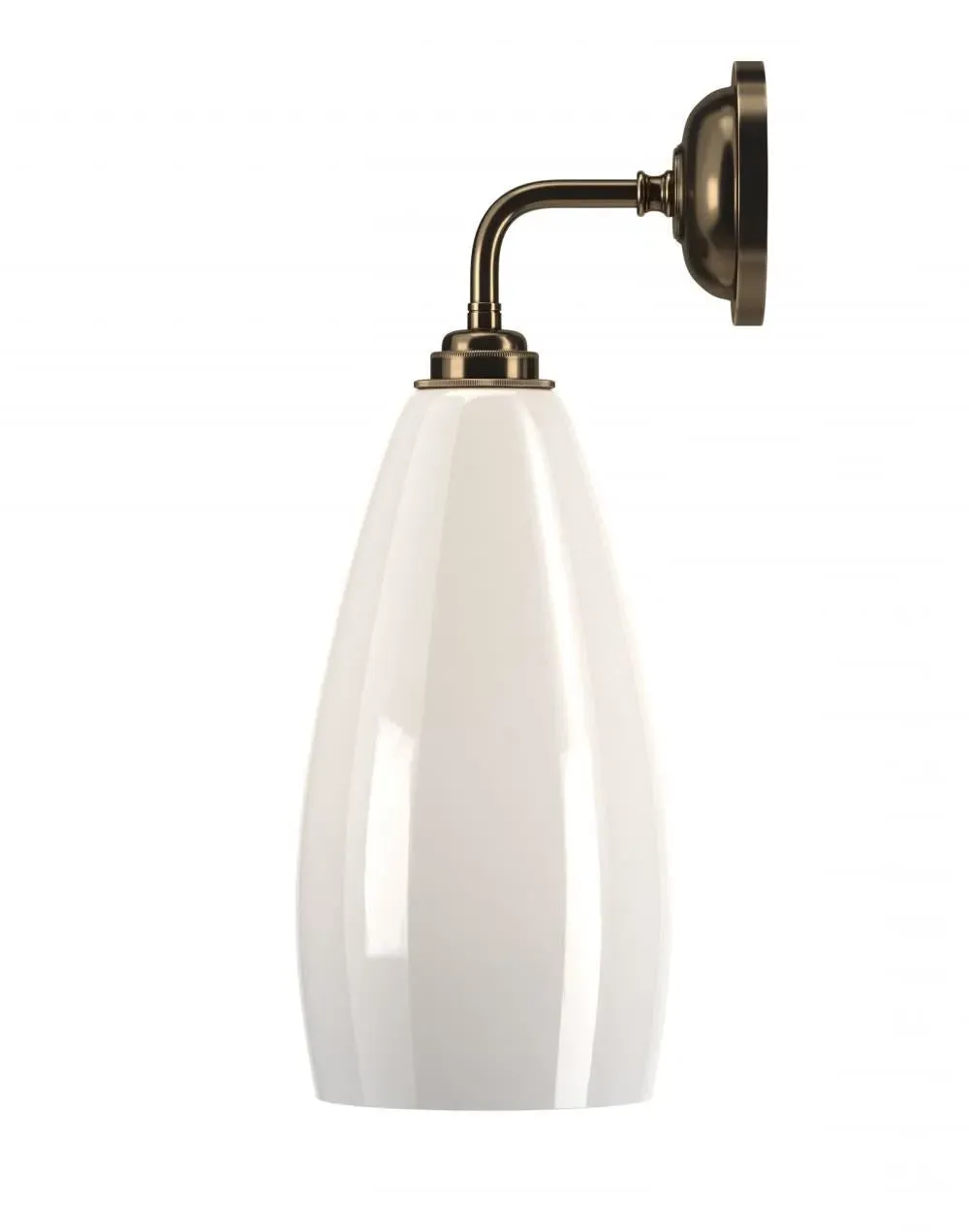 Upton Wall Light IP44 Rated - Brass, White Glass