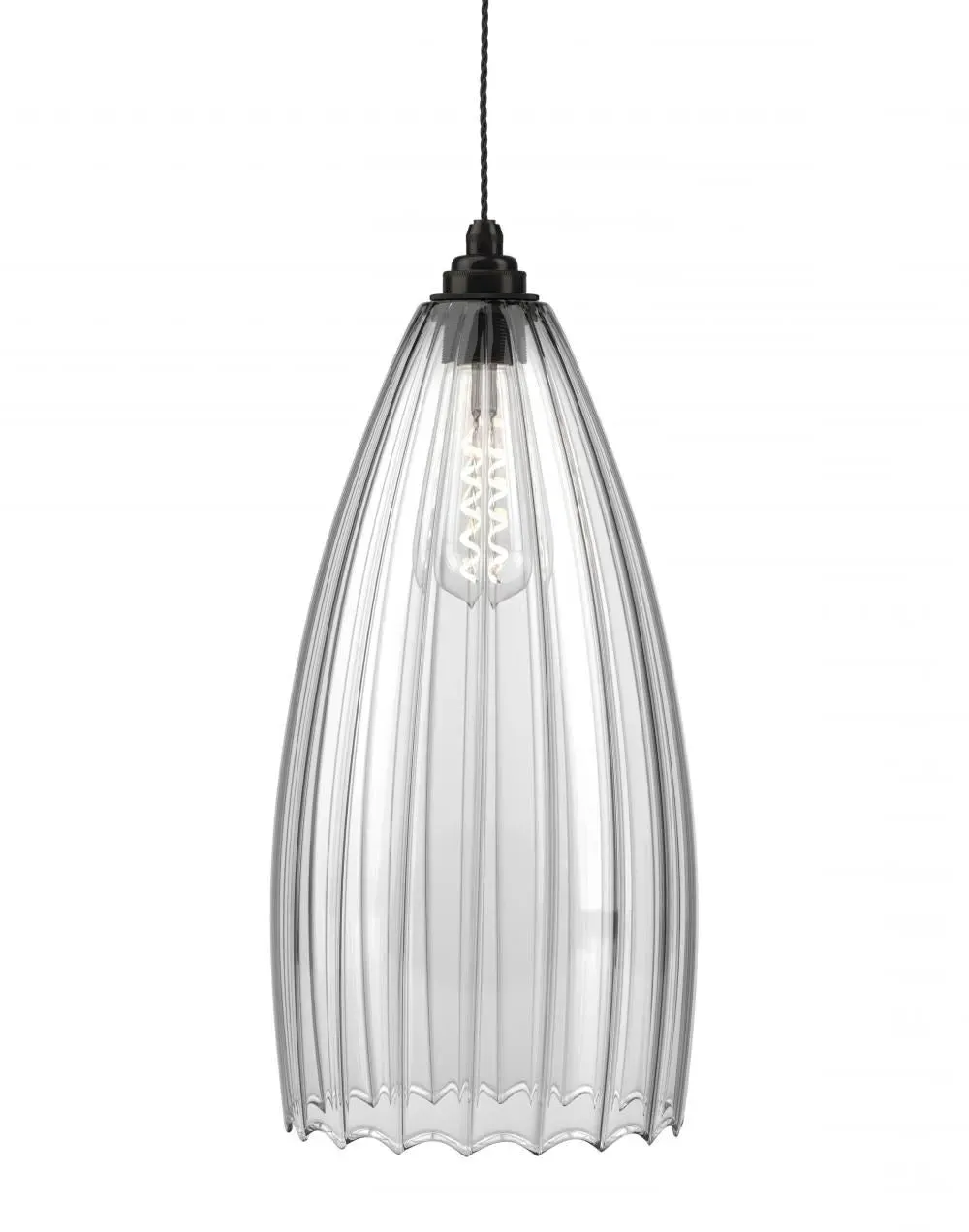 Upton XL Pendant Light - Bronze, Ribbed Glass
