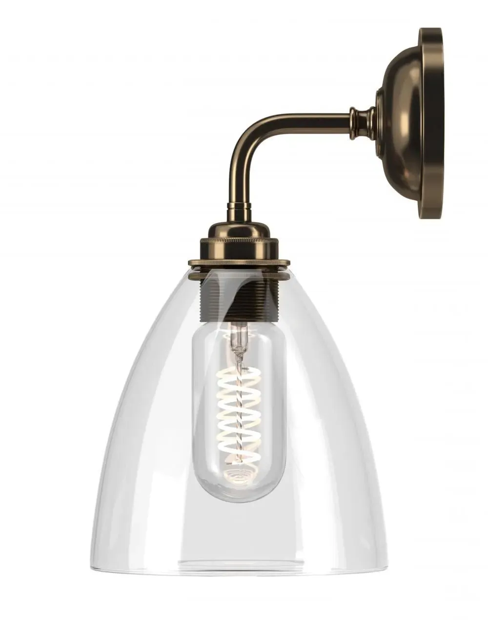 Wall Light with Clear Glass - Antique Brass image