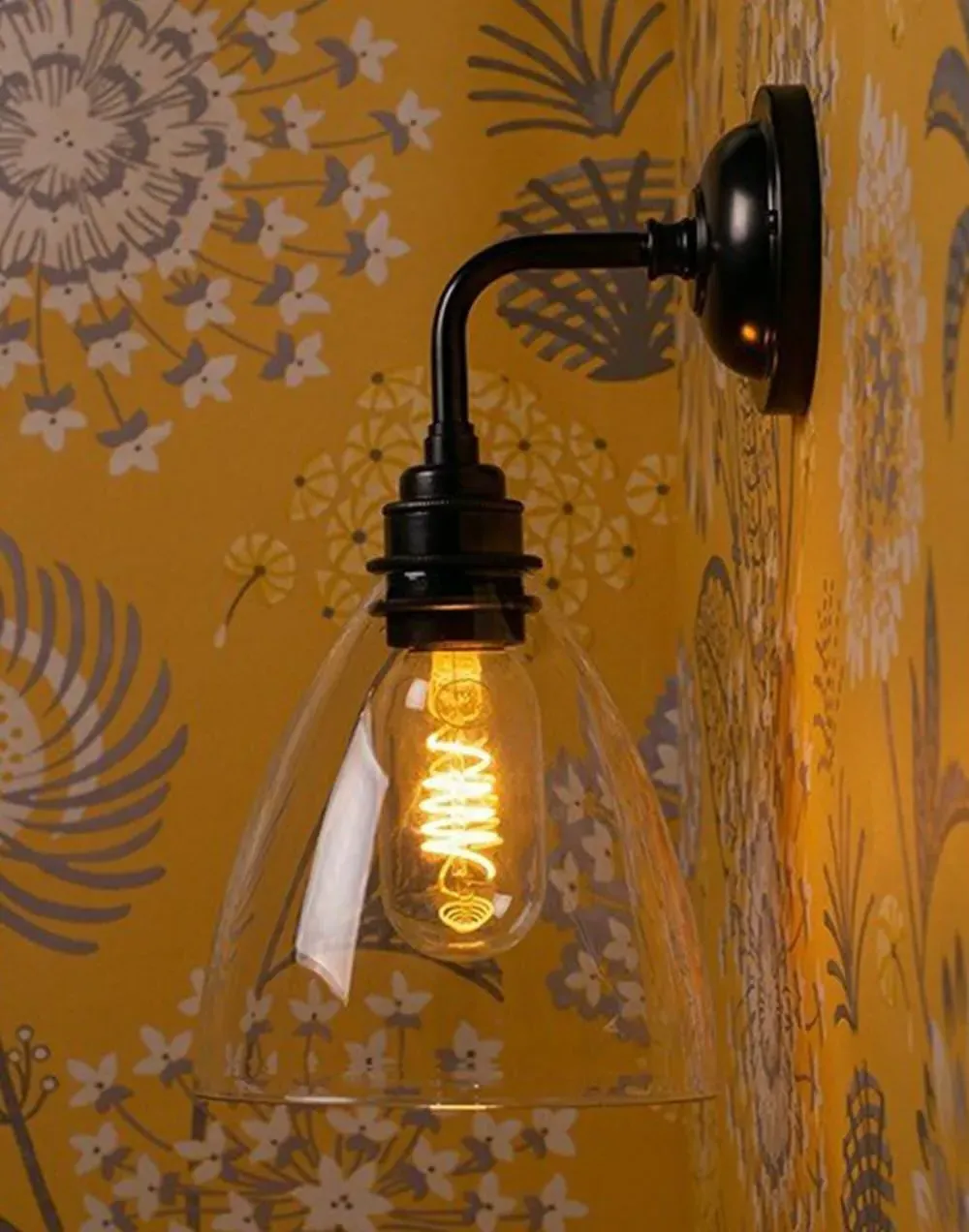 Wall Light with Ribbed Glass - Nickel