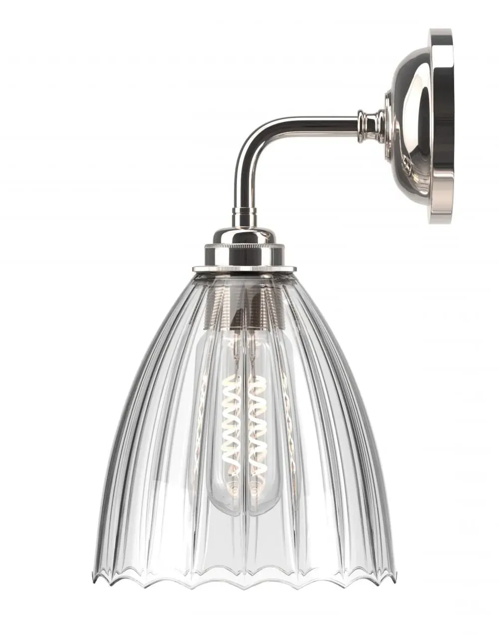 Wall Light with Ribbed Glass - Nickel