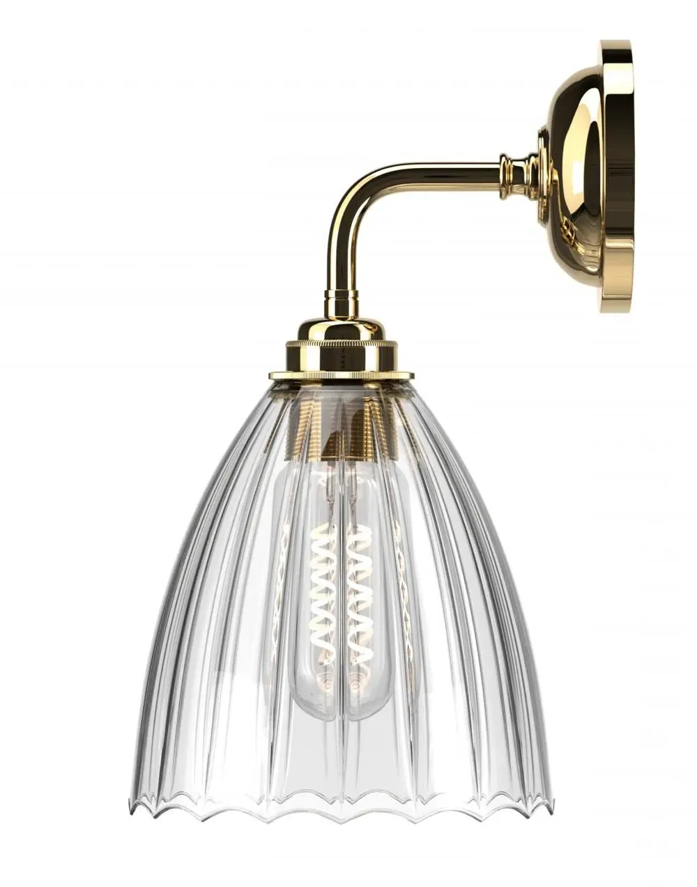 Wall Light with Ribbed Glass - Polished Brass