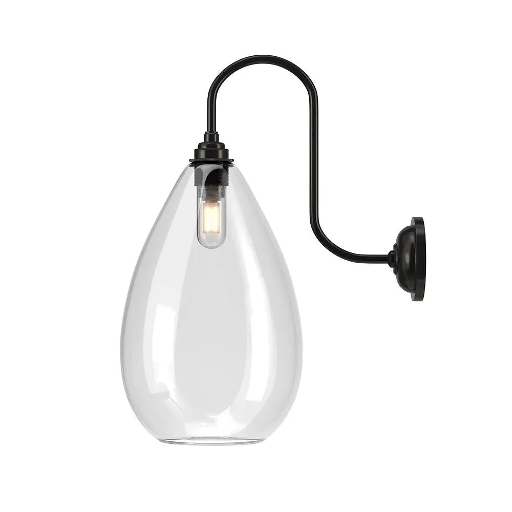 Wellington Swan Neck Bathroom Wall Light - Bronze, Glass