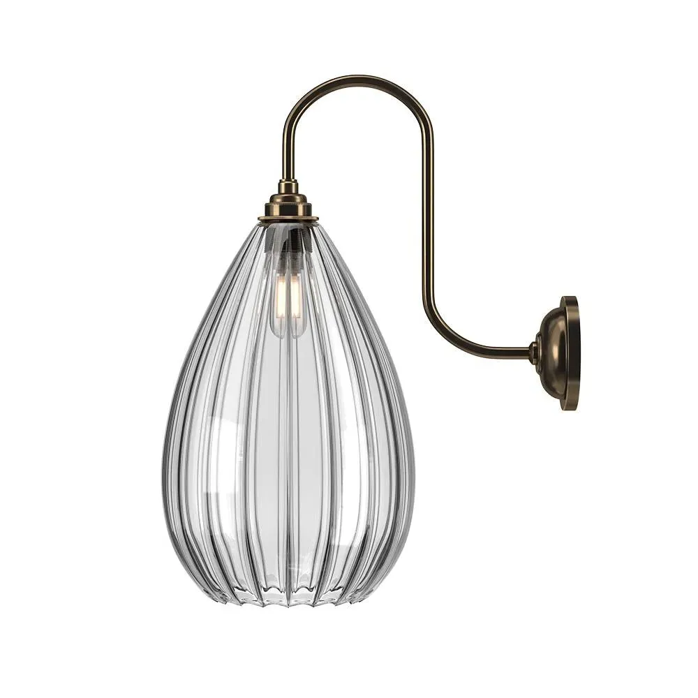 Wellington Swan Neck Bathroom Wall Light - Polished Brass, Glass