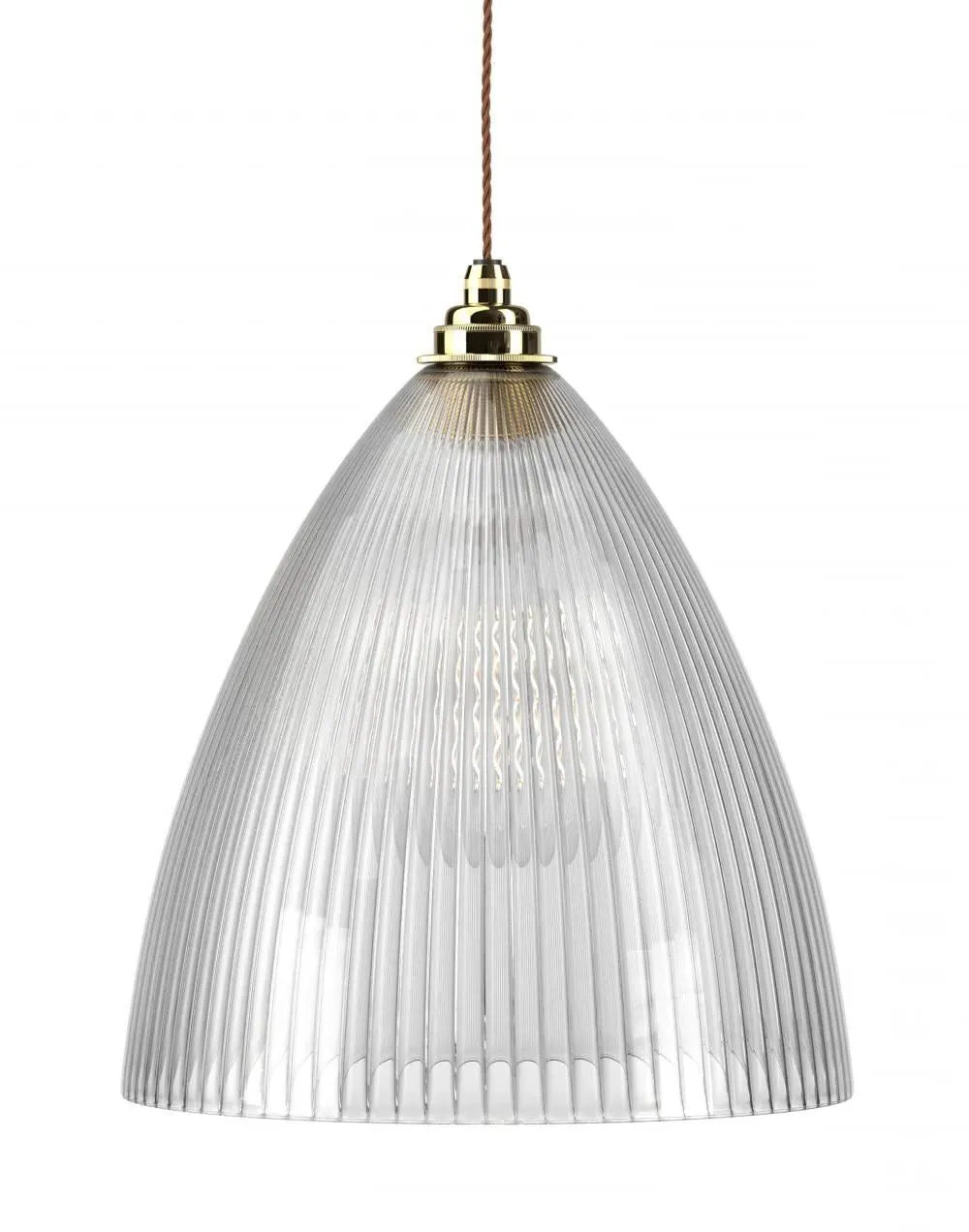 XL Pendant Light Ribbed Glass - Polished Brass