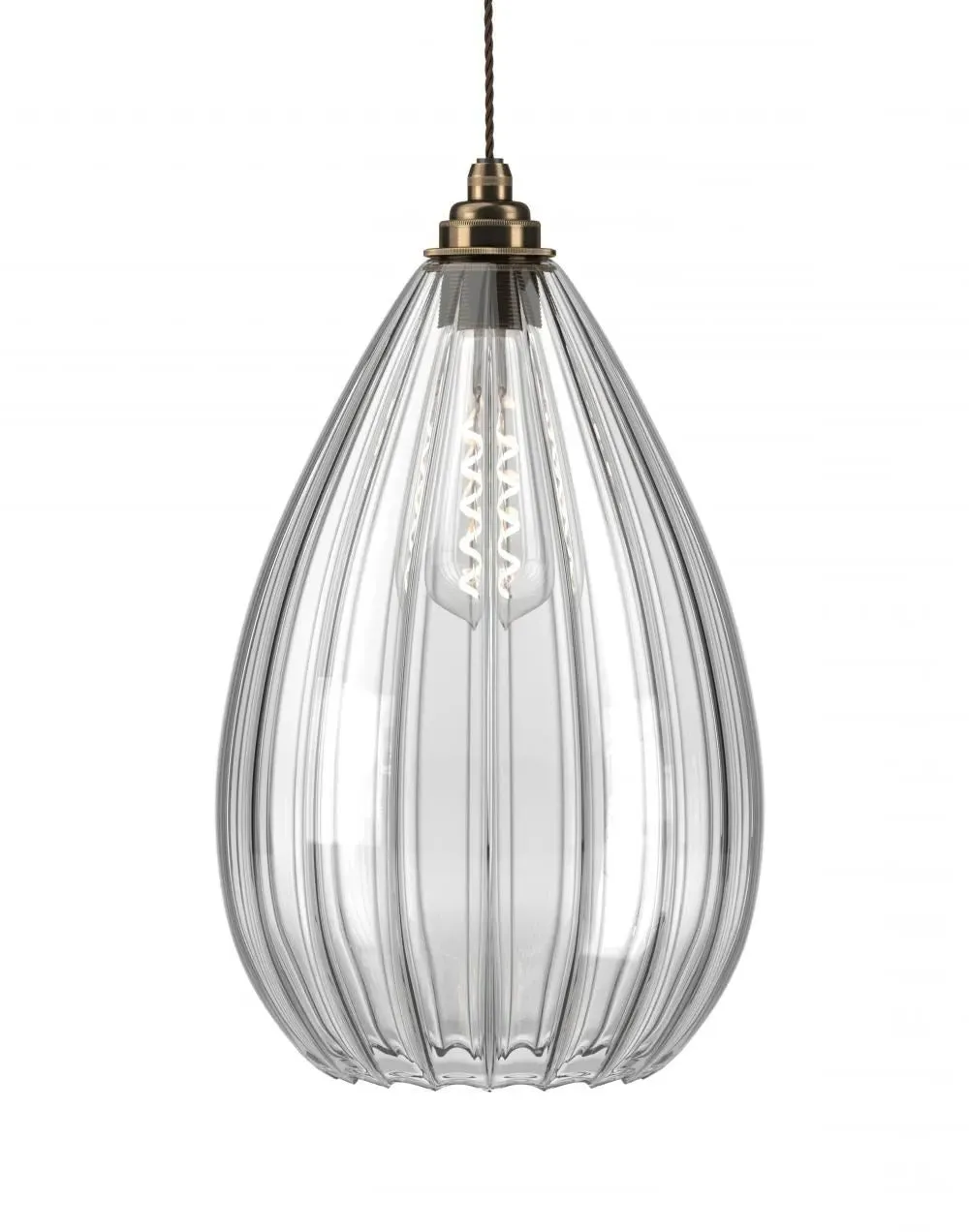 XL Pendant Light Teardrop - Antique Brass, Glass