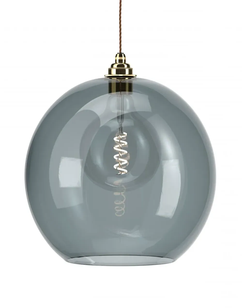 XL Pendant Light with Smoked Glass - Brass