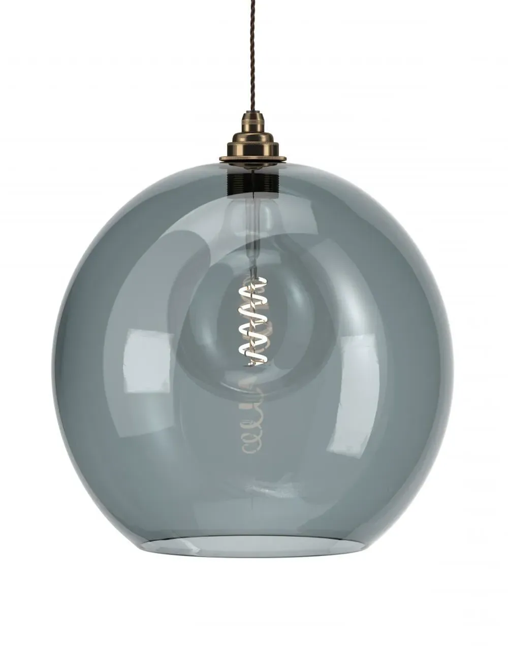 XL Pendant Light with Smoked Glass - Brass