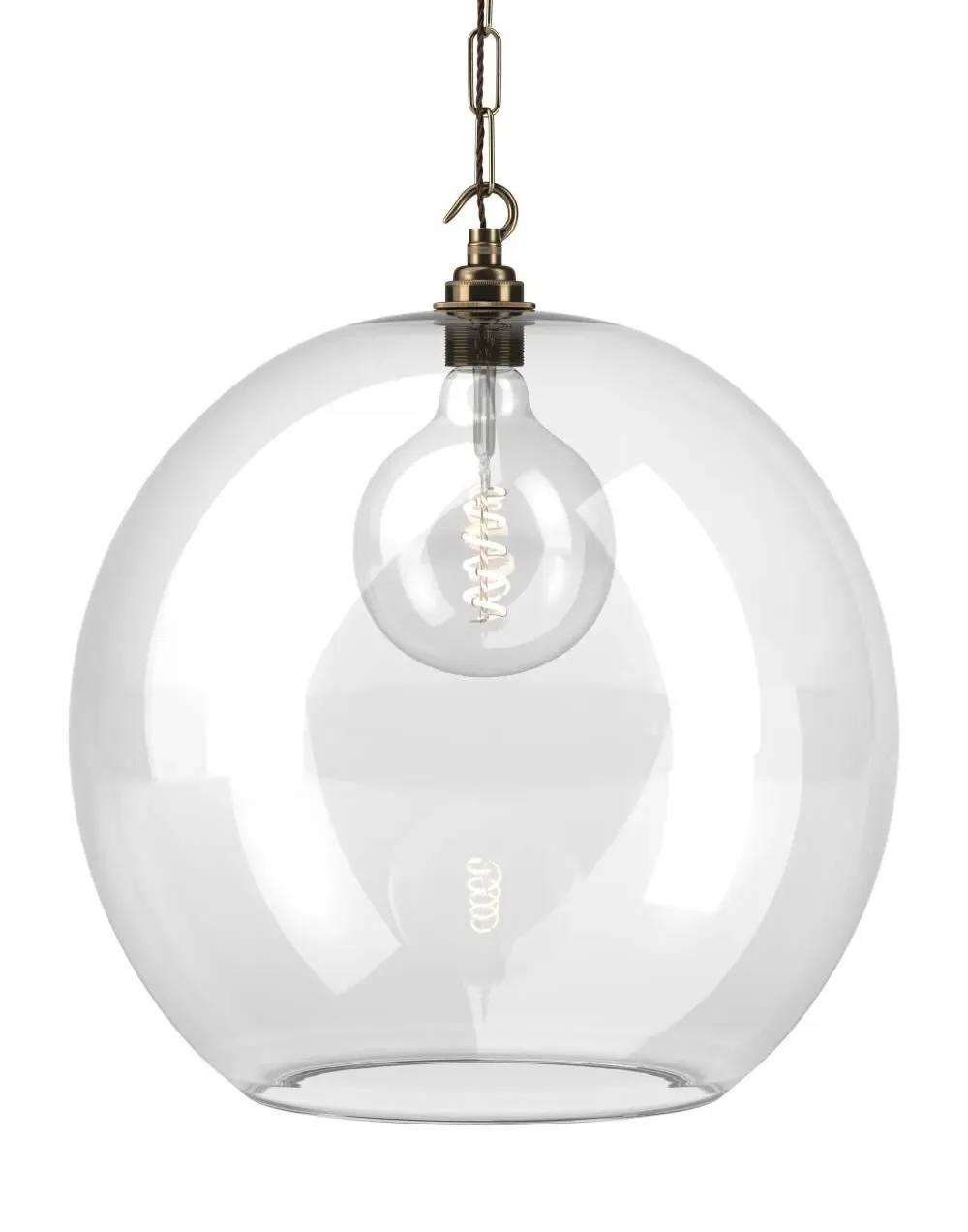 XXL Pendant Light - Clear, Antique Brass