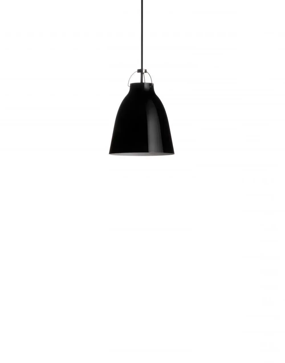 17cm Pendant Light with Gloss Shade - Black, Metal