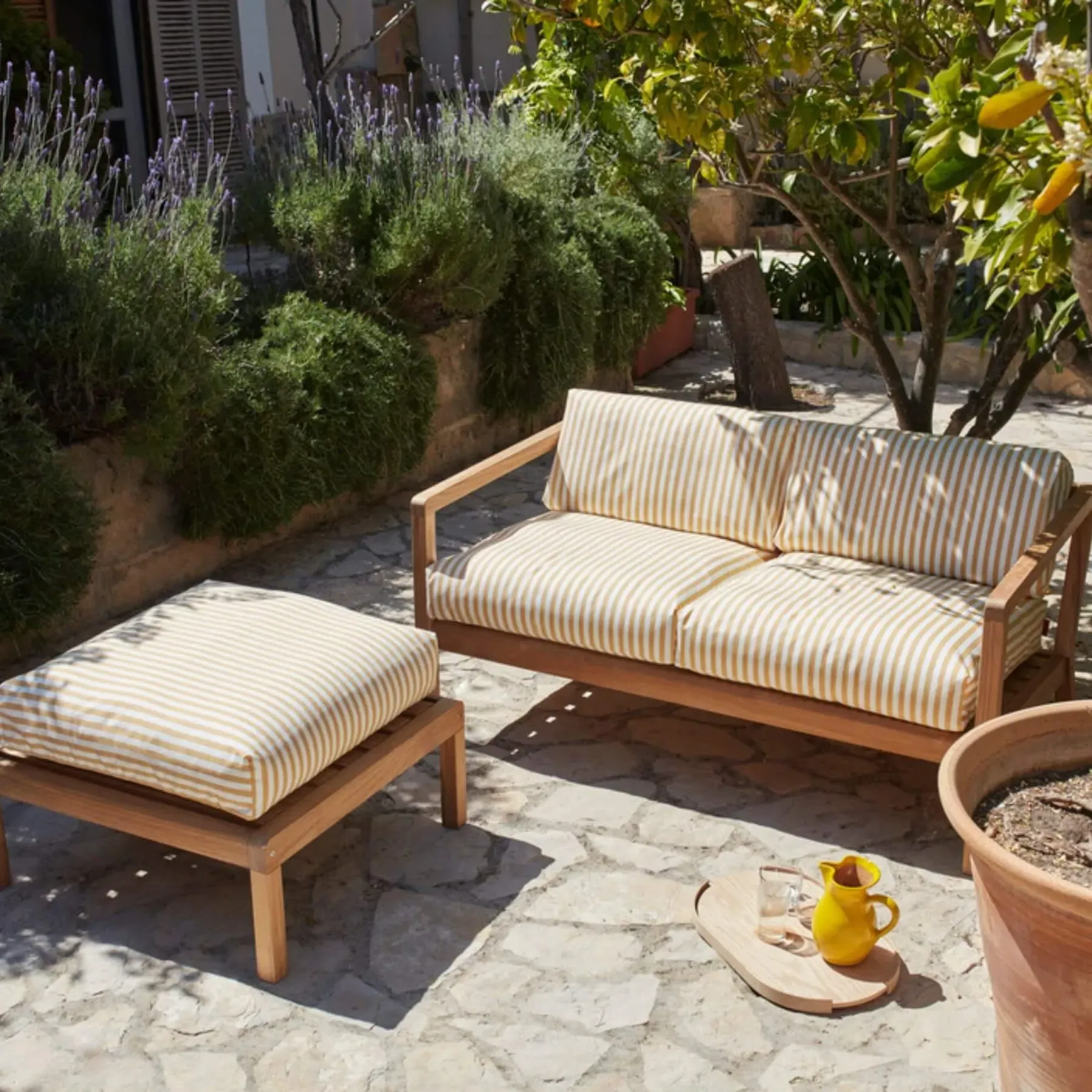 2-Seater Outdoor Sofa - Papyrus, Teak