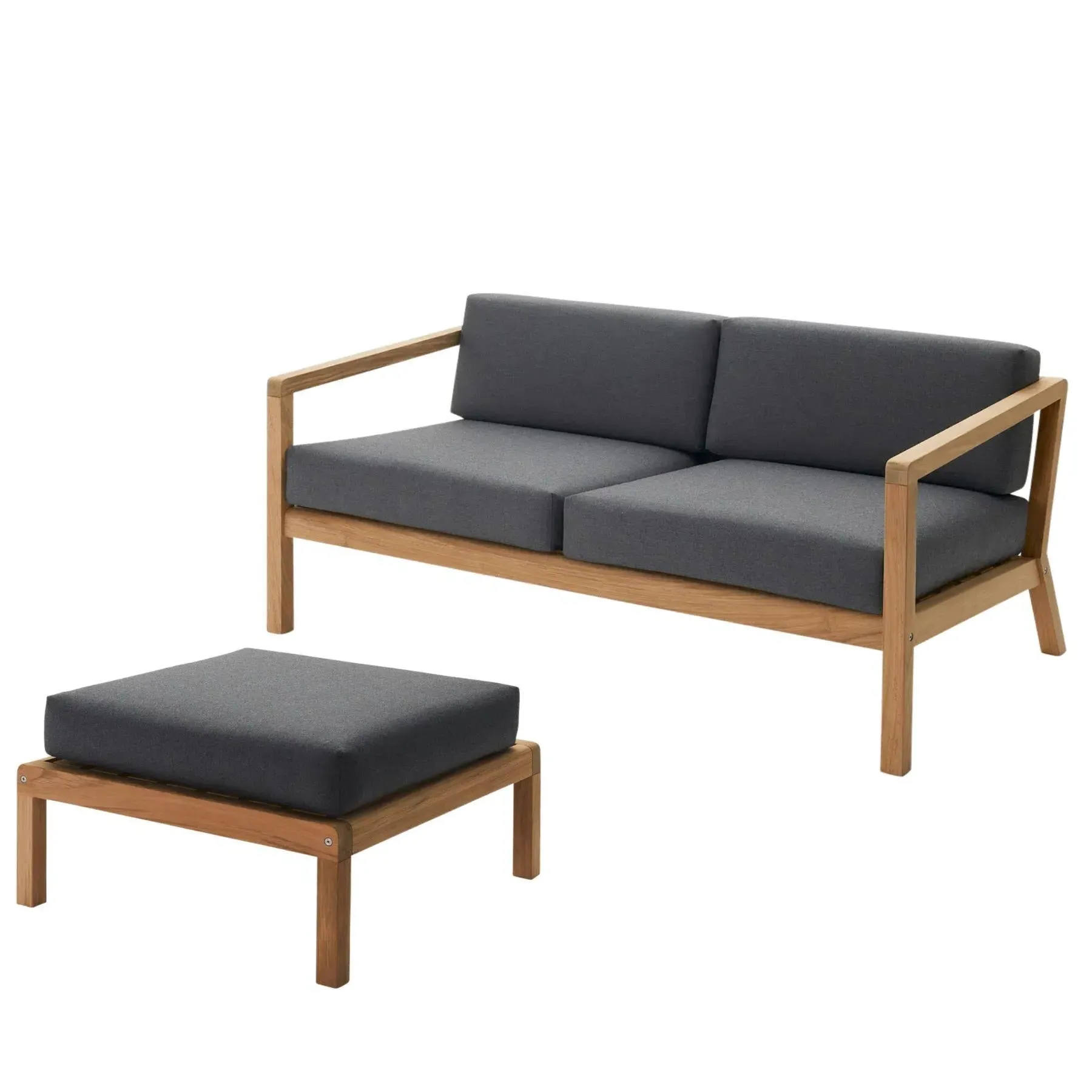 2-Seater Outdoor Sofa with Footstool - Charcoal