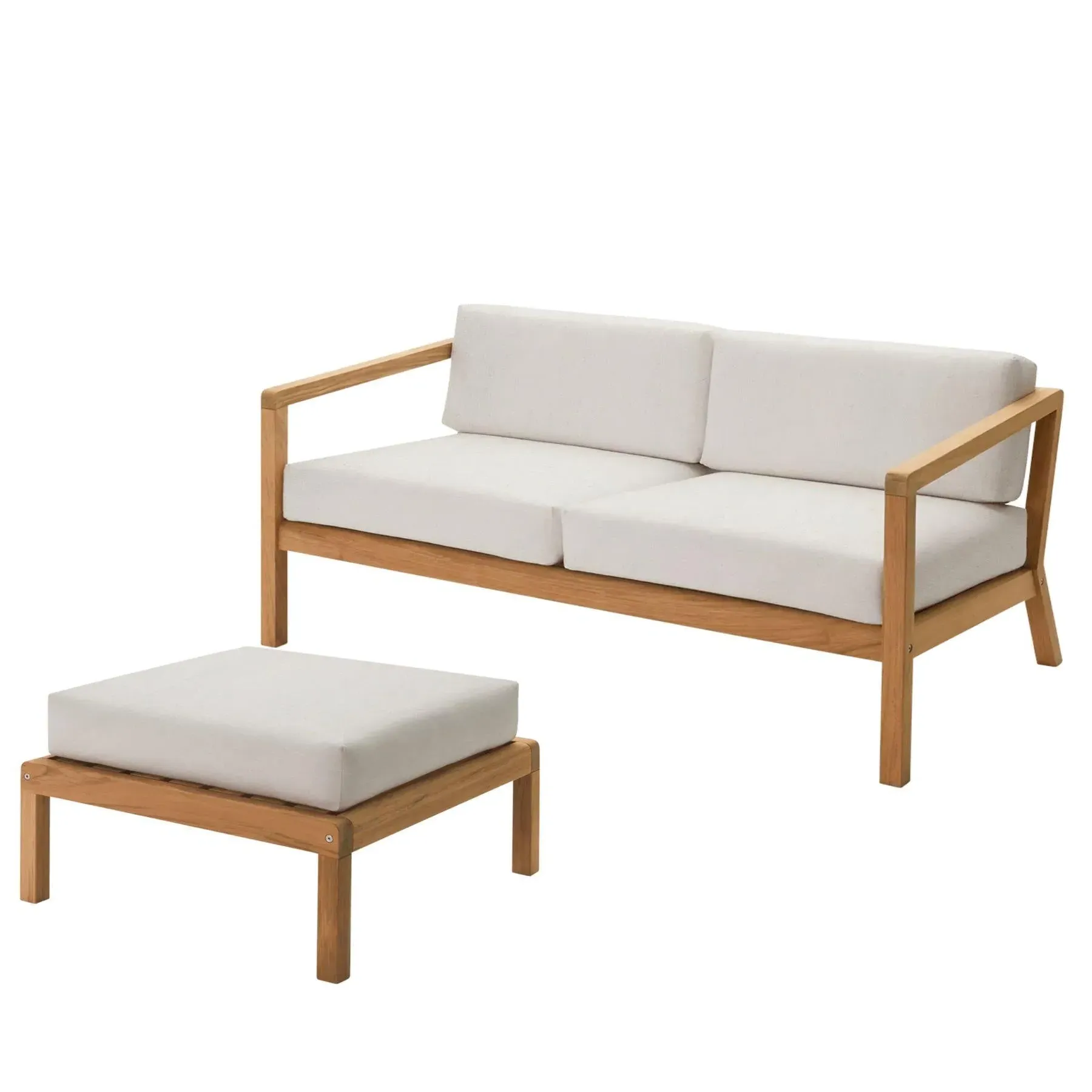 2-Seater Outdoor Sofa with Footstool - Papyrus image