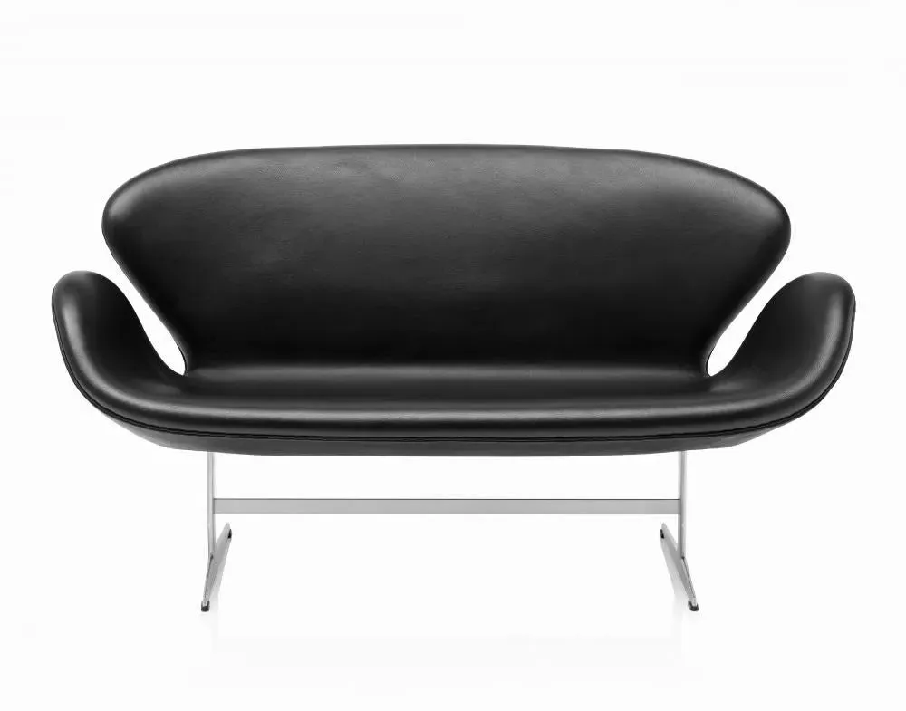 2-Seater Swan Sofa with Curved Design - Aluminum image