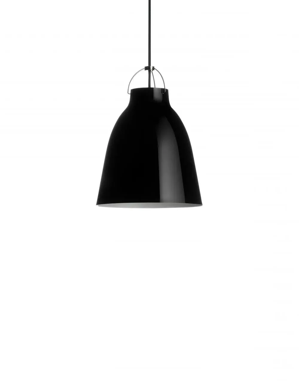 26cm Pendant Light with Gloss Shade - Black, Metal