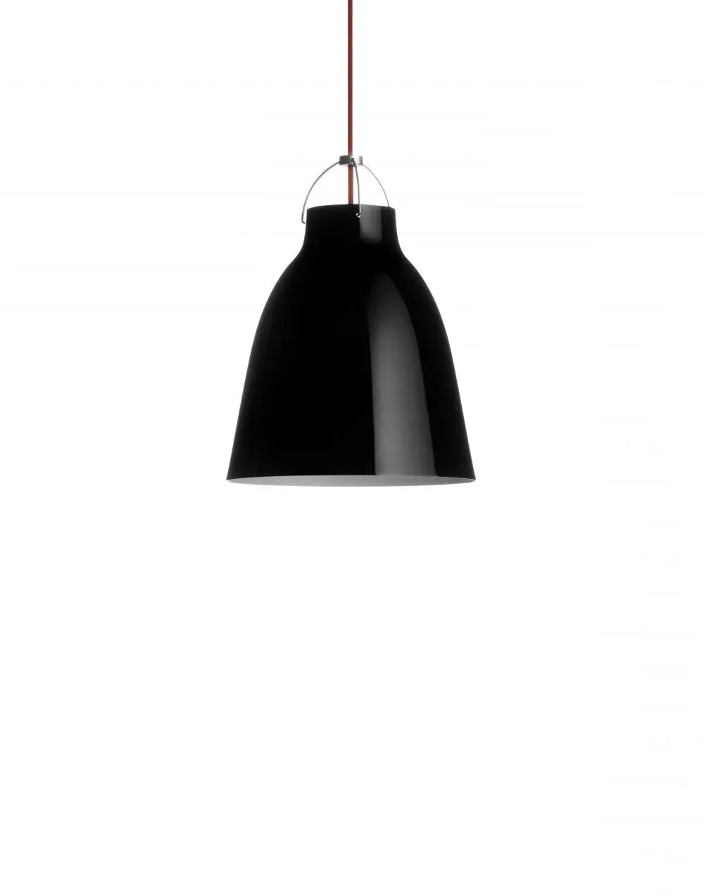 26cm Pendant Light with Gloss Shade - Black, Metal