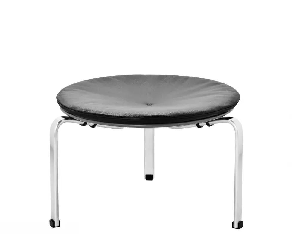 3-Leg Stool with Cushion - Black, Leather