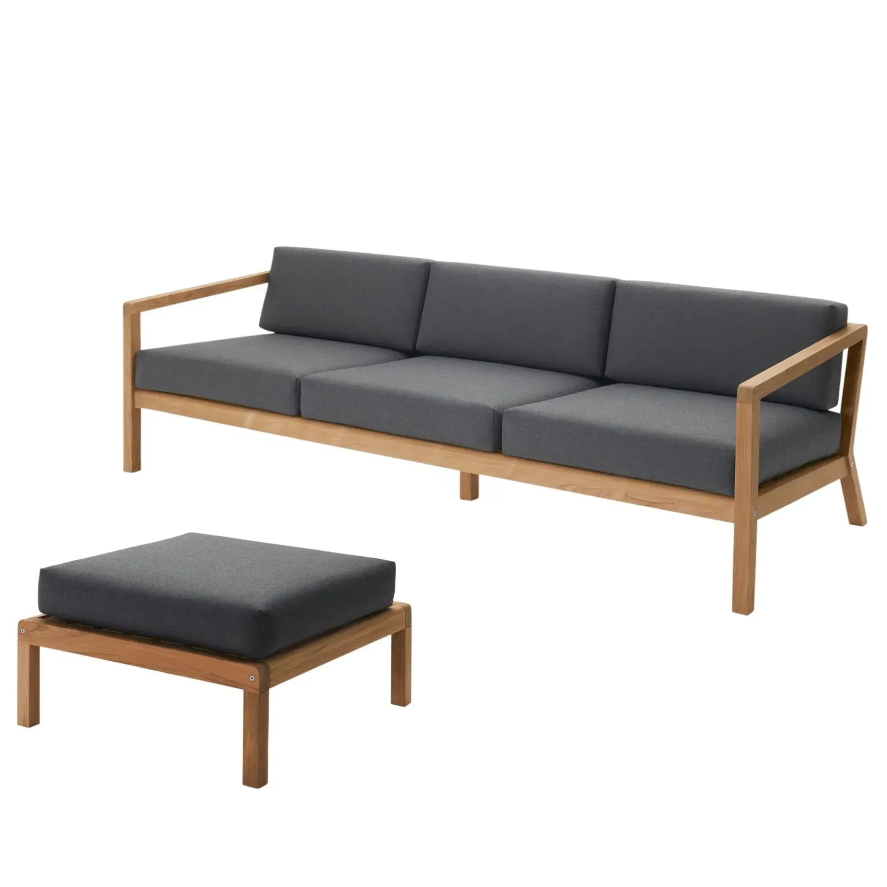 3-Seater Outdoor Sofa with Footstool - Charcoal