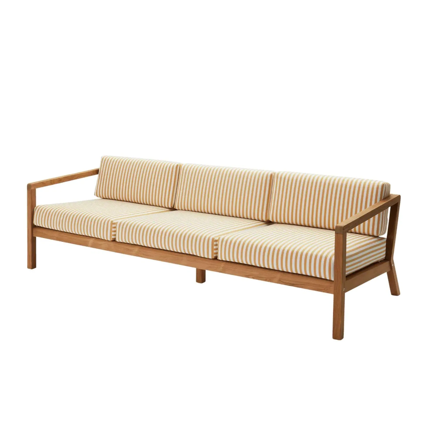 3-Seater Outdoor Sofa - Yellow Stripe, Teak