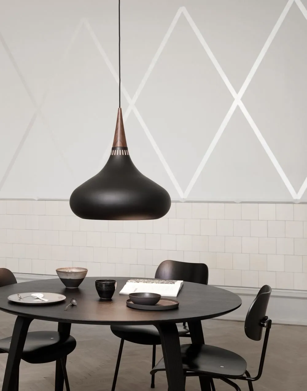 34cm Pendant Light - Copper, Metal & Rosewood