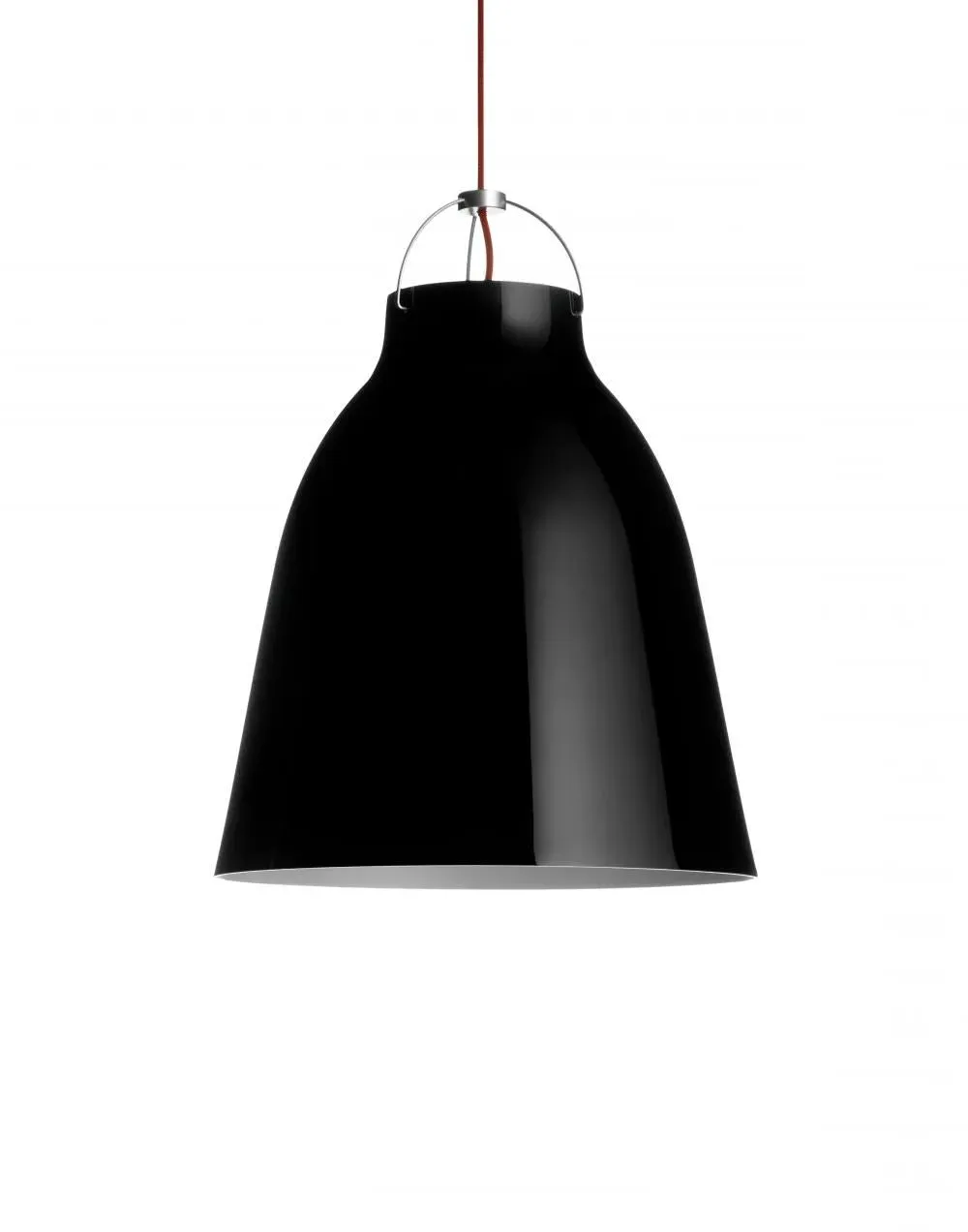 40cm Pendant Light with Gloss Shade - Black, Metal