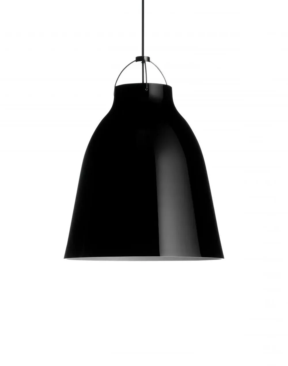 40cm Pendant Light with Gloss Shade - Black, Metal