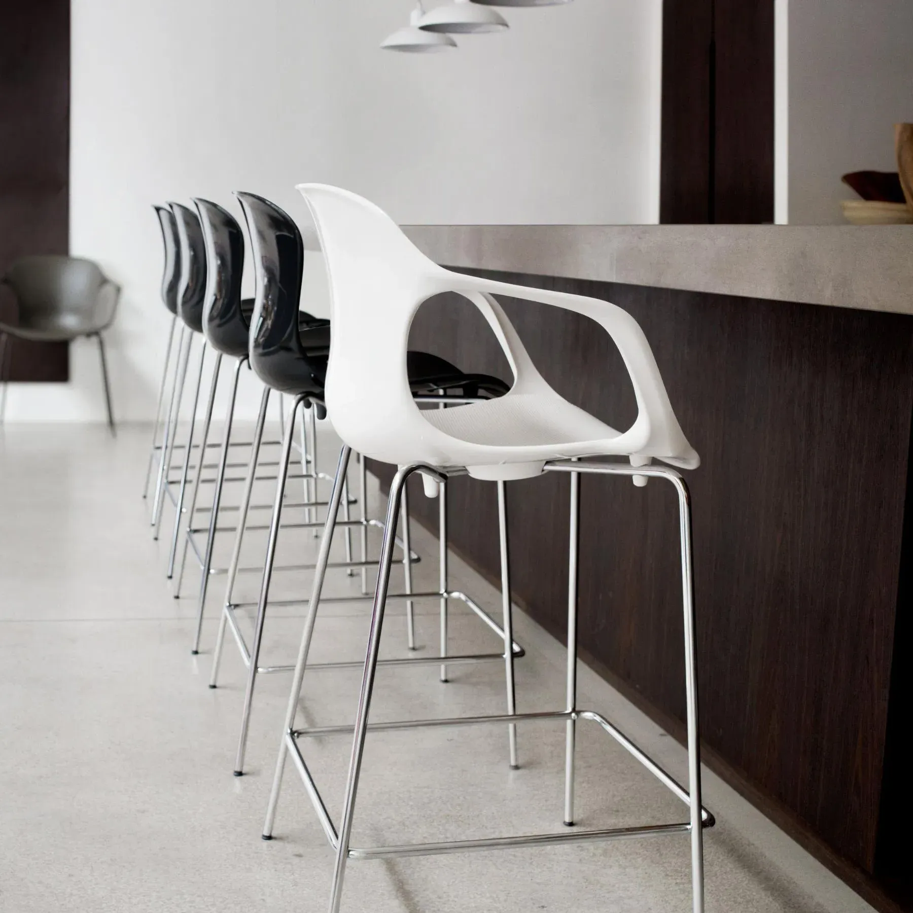 Bar Stool with Ridged Seat - Blue, Nylon