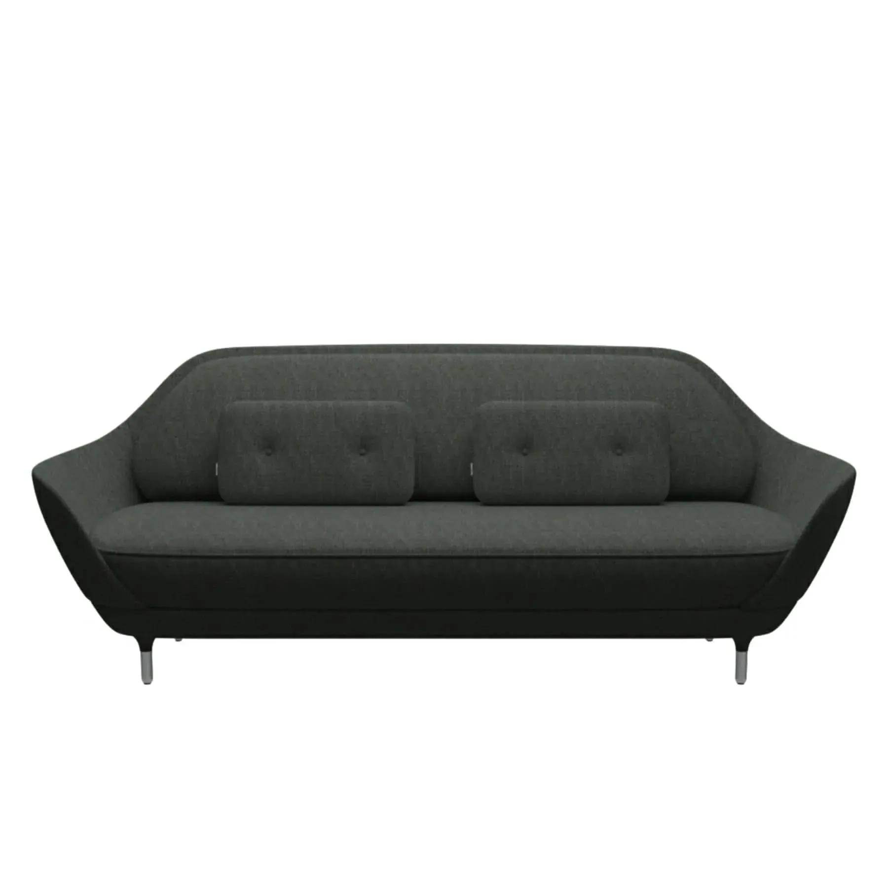 Curved Sofa with Buttons - Black, Fabric image