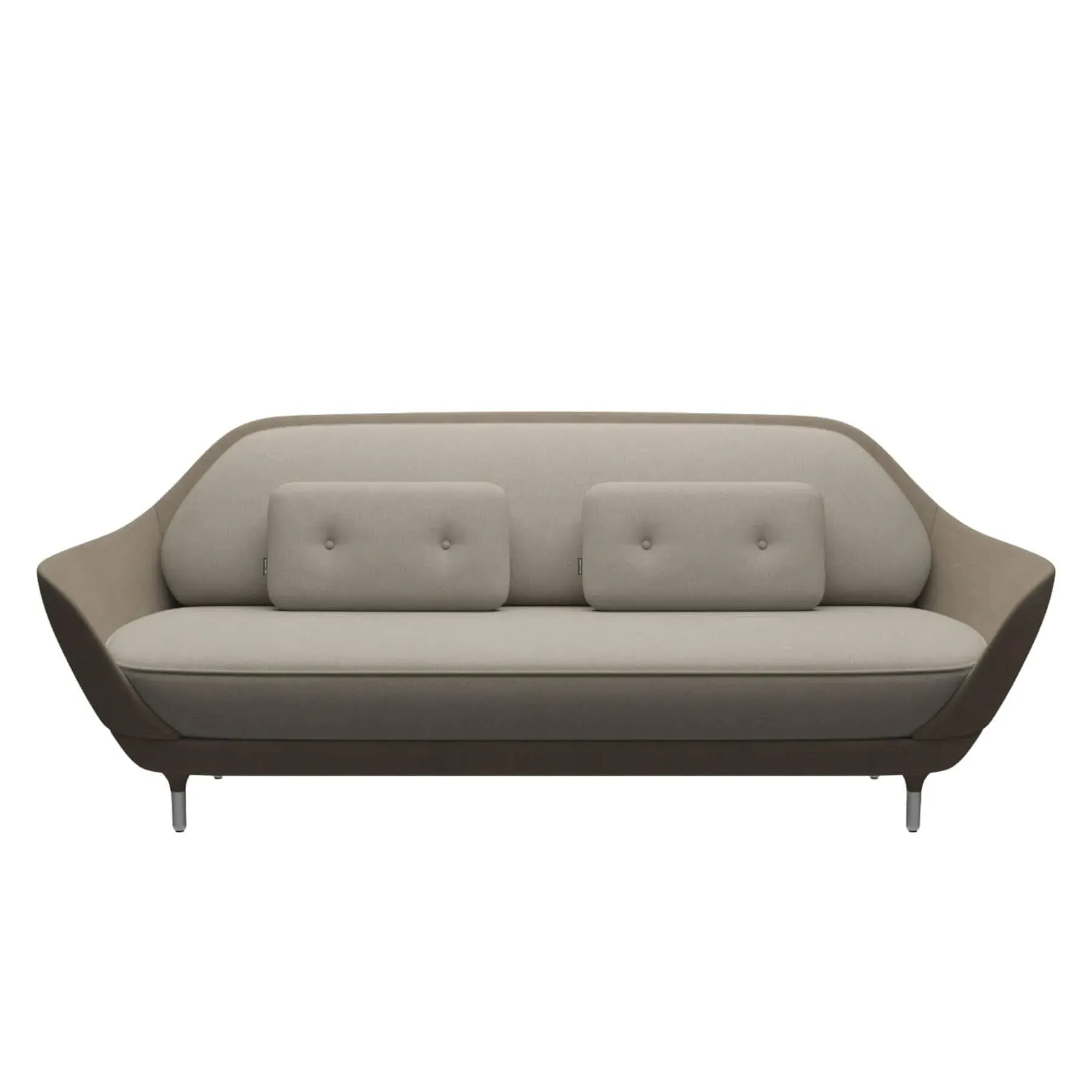 Curved Sofa with Buttons - Brown, Fabric