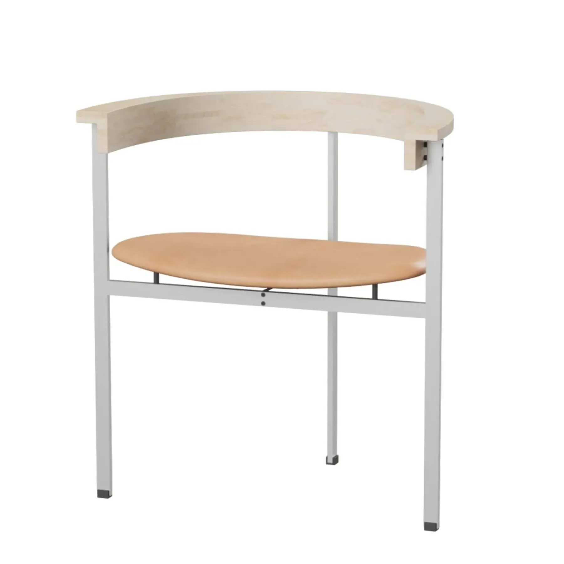 Desk Chair with Steel Frame - Natural, Leather