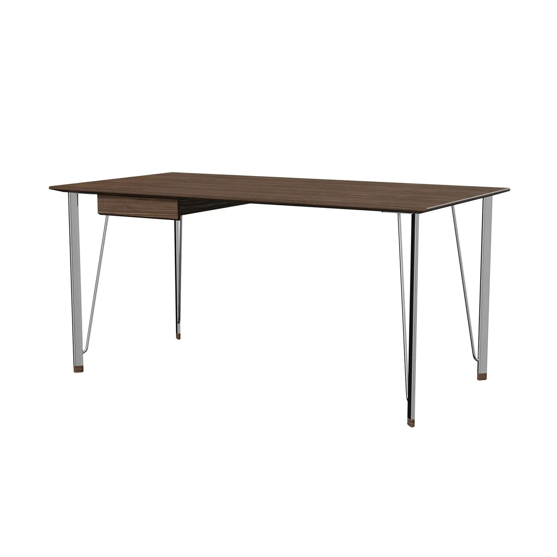 Desk with Drawer - Walnut, Chrome Steel