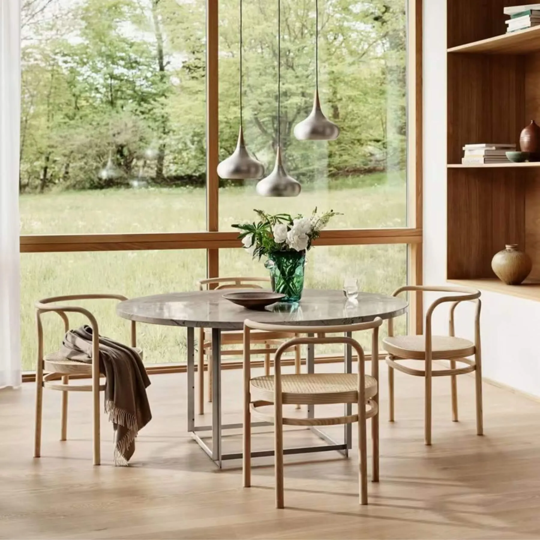 Dining Chair with Cane Seat - Black, Ash Wood