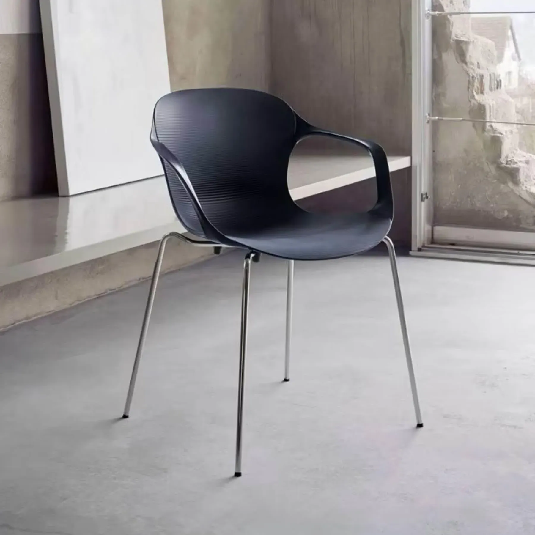 Dining Chair with Ridged Design - Blue, Nylon