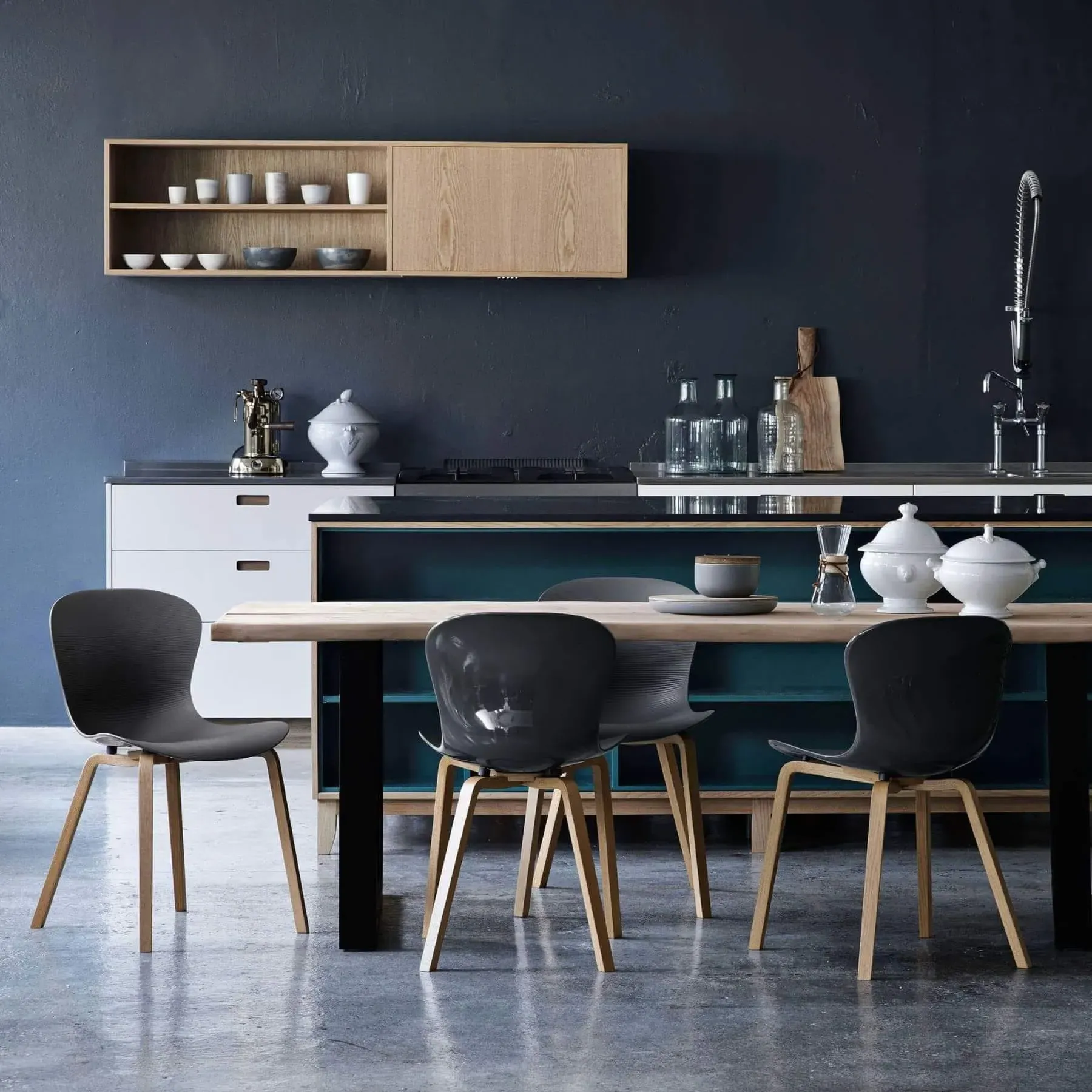 Dining Chair with Ridged Design - Grey, Nylon