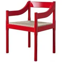 Dining Chair with Straw Seat - Red