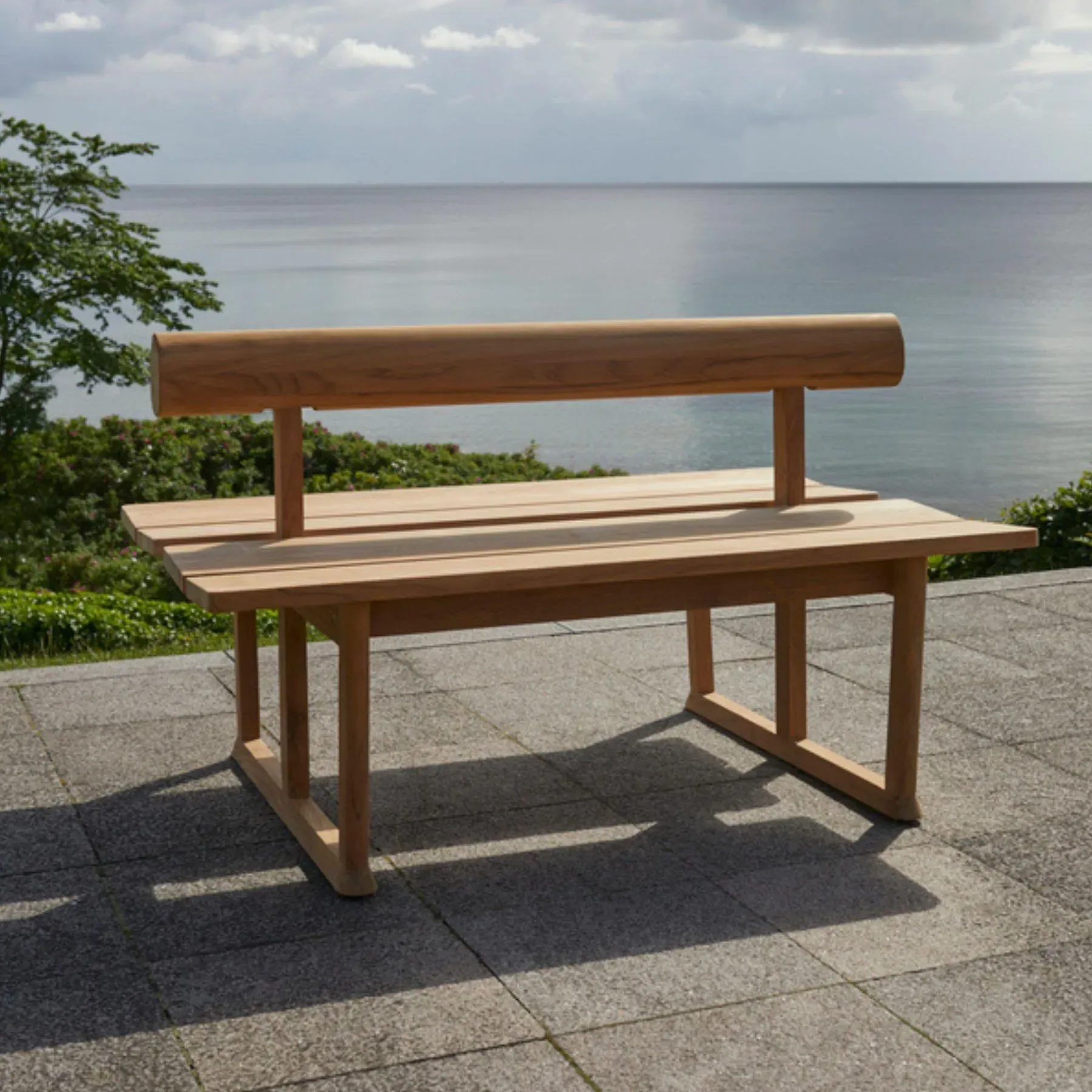 Double Outdoor Bench - Natural, Teak Wood