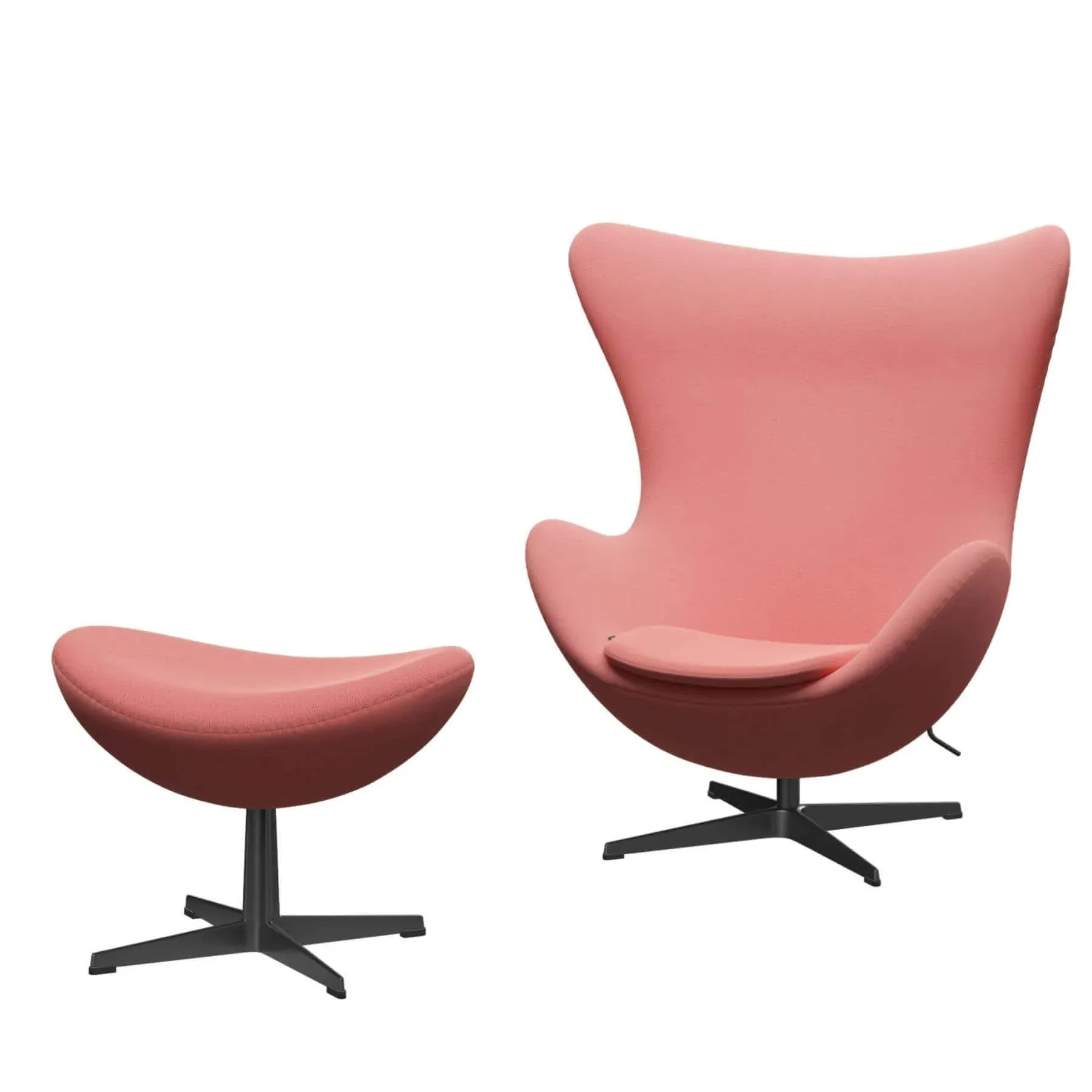 Egg Chair Set with Footstool - Coral, Fabric