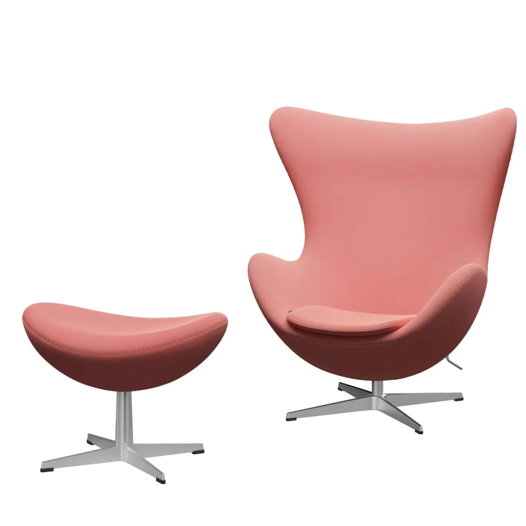 Egg Chair Set with Footstool - Coral, Fabric
