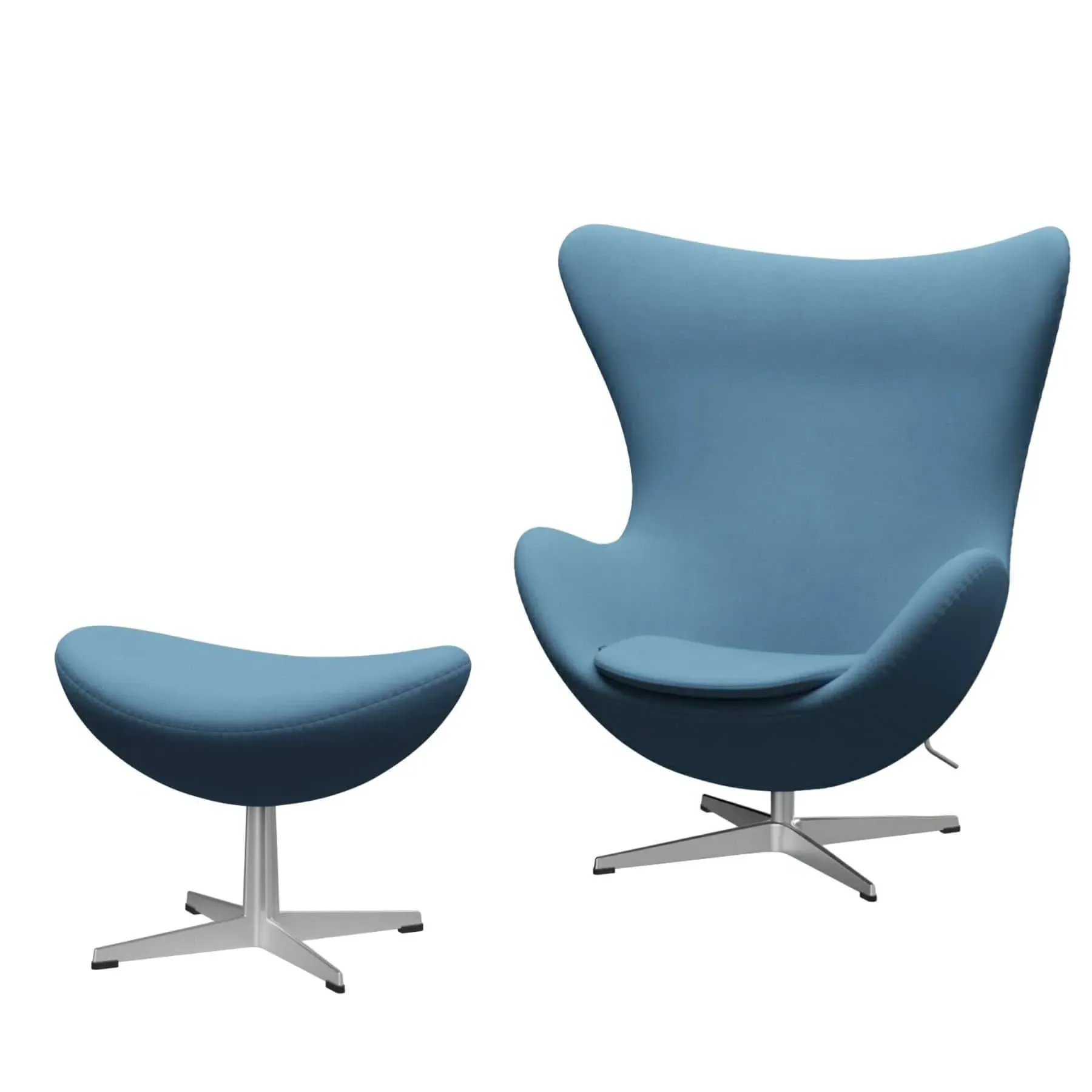 Egg Lounge Chair with Footstool - Blue, Fabric image